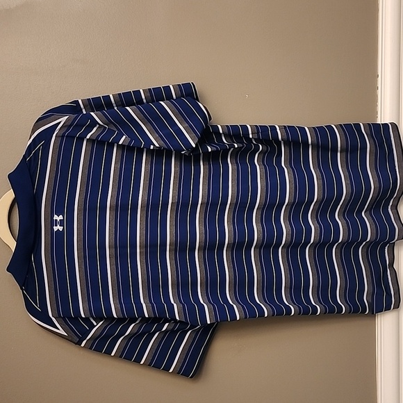 Under Armour Blue and White Striped Polo Shirt - Picture 4 of 9